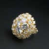 Vintage 18k Yellow Gold 4ct Pave Diamond Dome Ring Size 7.25 Adjustable, view 7