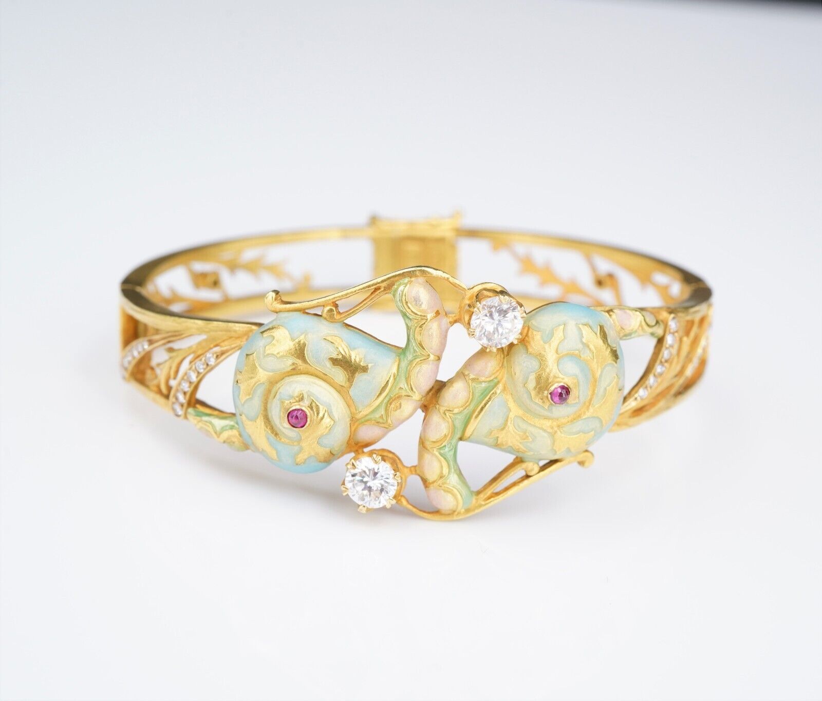 Masriera Enamel Diamond Bracelet Snail 18k Gold 6.25, view 6