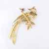 Vintage French 18k Sapphire Ruby Diamond 3D Bird Flower Pin Brooch Gold 2", view 1