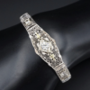 Classic Antique Art Deco 14k Gold 1ct Three Diamond Filigree Bracelet 6.5", view 1