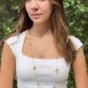 14k Gold Faceted Citrine Quartz Amethyst Prasiolite Station Necklace 36", view 4