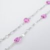 18k Dancing Diamond Station Necklace Pink Sapphire White Gold 36", view 6