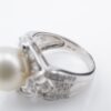 Vintage 18k Diamond Pearl Cocktail Ring Size 7.75 White Gold 11.5 mm, view 7