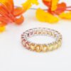 14k White Gold Ombre Sapphire 4ctw Eternity Band Ring Anniversary Size 7, view 4