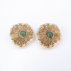 Arthur King 14k Yellow Gold Emerald Earrings 1" Brutalist Clip Designer, view 3
