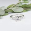 Vintage Platinum Natural Diamond Princess Engagement Ring Size 6.5, view 1