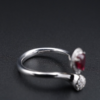 Giorgio Visconti 18K Ring Diamond Ruby White Gold Bypass Moi et Toi Sz 6, view 6