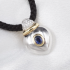 Designer 18k Heart Pendant Palladium Sapphire Pave Diamond Locket, view 6
