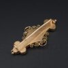 Antique 18k Yellow Gold Rose Cut Diamond Blue Enamel Pin Brooch 1.8", view 4