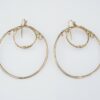 Modernist 9k Yellow Gold Open Circle Dangle Hoop Earrings 1.6" Jean Mahie, view 3
