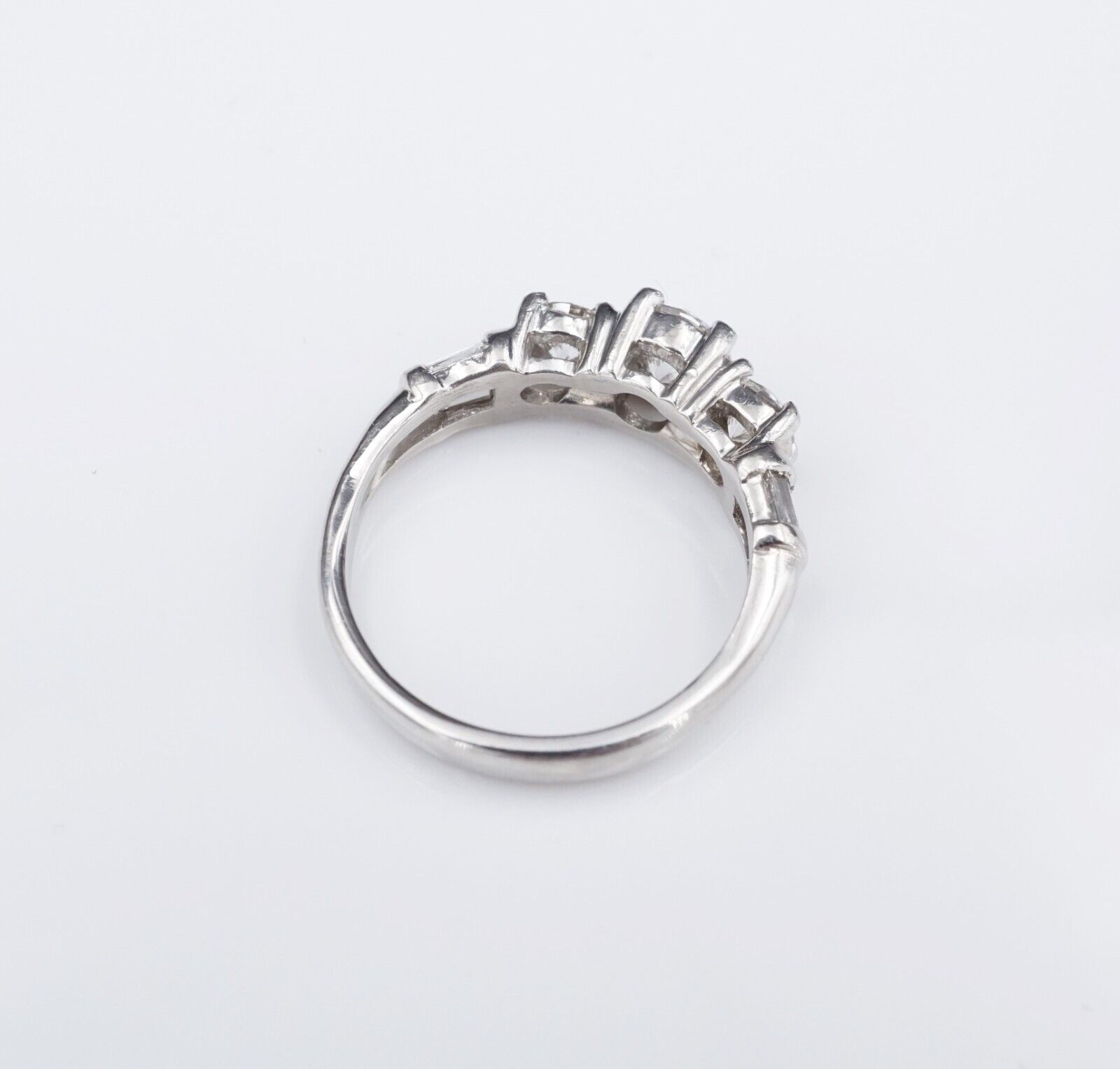 Platinum 1 cttw Natural Diamond Baguette Engagement Ring Size 5 3-Stone, view 5