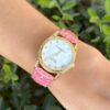 Girard-Perregaux 18k Yellow Gold Diamond Watch Pink Leather 29mm Ladies, view 2