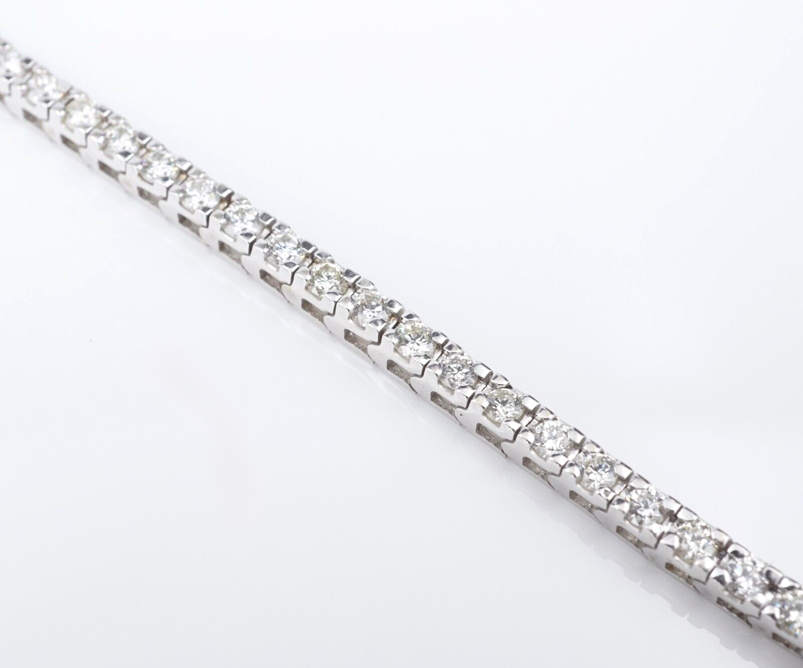 Classic 14k White Gold 3 carat Natural Diamond Tennis Bracelet 7", view 6