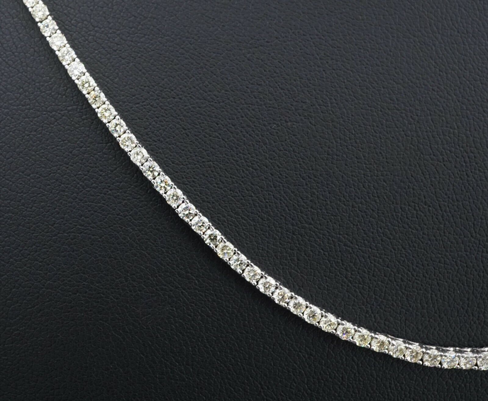 10ct Diamond Tennis Necklace 14k White Gold 22" Stackable, view 1
