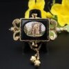 Antique 1850s 14k Gold Arch of Titus Micro Mosaic Inlay Brooch, view 3