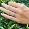 14k Gold Ombre Blue Sapphire 4ctw Eternity Band Ring Anniversary Size 7 shown worn