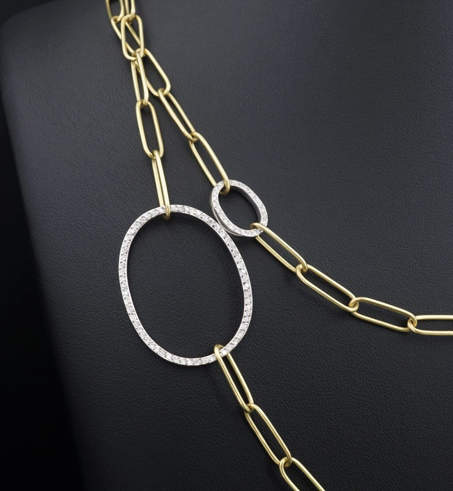 Ileana Makri 18k Gold Diamond Universe Oval Chain Necklace Paperclip 40", view 5