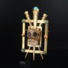 Museum Quality Graziella Laffi 18k Gold Skull Artifact Brooch 2.75" Peru, view 2