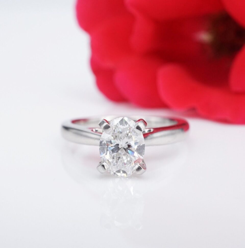Platinum 1ct Oval Diamond Engagement Ring Solitaire Sz 5.25 D SI2 GIA RG4184