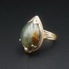 Vintage Ming's Jade Ring Bi-Color 14k Yellow Gold Size 5.5 13mm, view 1