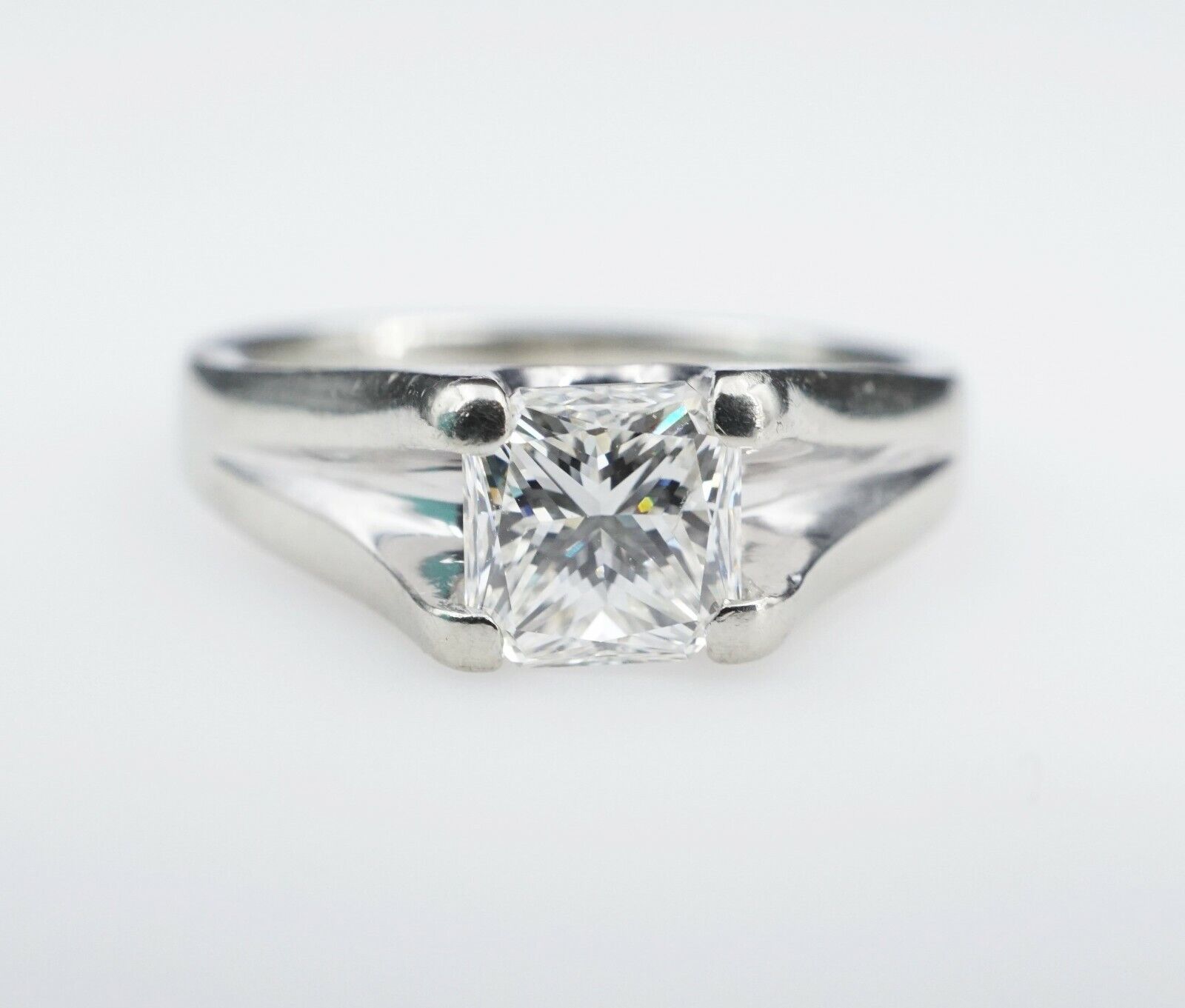 18k Gold 1ct Solitaire Princess Cut Diamond Engagement Ring Sz 5.25, view 8