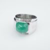 14k White Gold 4ct Diamond Sugarloaf Emerald Wide Band Ring Size 5, view 4