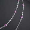 18k Dancing Diamond Station Necklace Pink Sapphire White Gold 36", view 1