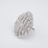 Vintage 18k White Gold Diamond Pave Cocktail Shield Ring Size 6.5, view 5