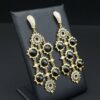 1.5ct Judith Ripka 18k Yellow Gold White Black Diamond Dangle Earrings, view 4