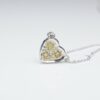 Platinum Natural Fancy Yellow Diamond Heart Pendent Necklace 18", view 7