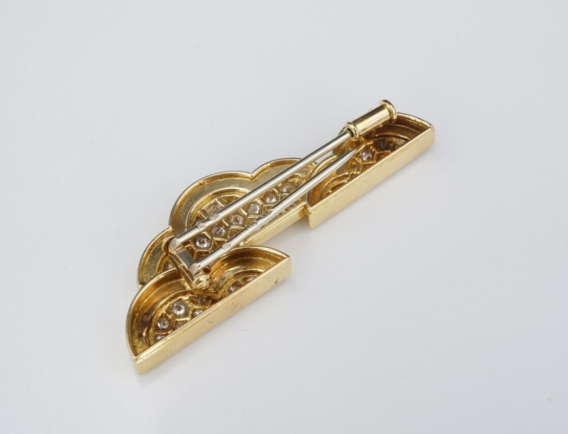 Vintage OJ Perrin 18k Yellow Gold Diamond Enamel Cloud Brooch France 1.5", view 5