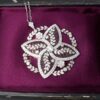 Antique Belle Epoque Platinum Diamond Floral Filigree Pendant Necklace, view 4