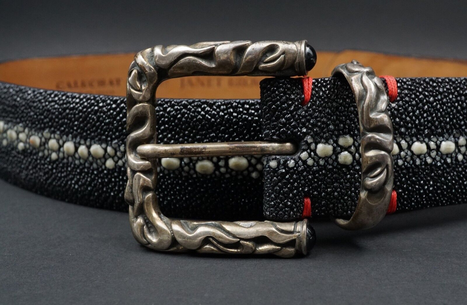 Claudio Calestani Sterling Silver Galuchat Leather Belt Buckle Janet Brown, view 3