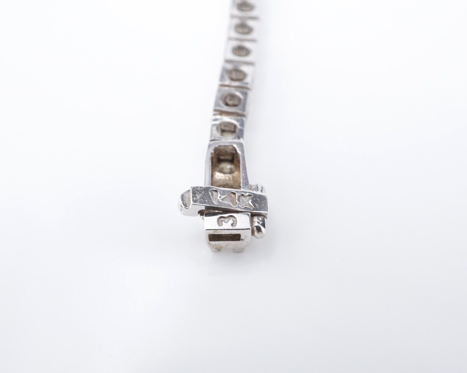 Classic 14k White Gold 3 carat Natural Diamond Tennis Bracelet 7", view 7