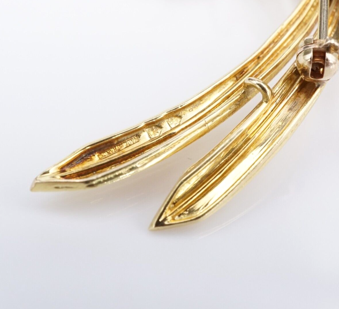 Vintage French 18k Sapphire Ruby Diamond 3D Bird Flower Pin Brooch Gold 2", view 4