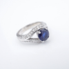 14k Natural Sapphire Diamond Solitaire Ring White Gold Size 6.5 Vintage, view 6