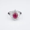 NWOT 14k White Gold 2.2 ctw Oval Ruby Diamond Halo Ring Size 5.5, view 3