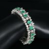 Natural Emerald and Diamond Bracelet 18k White Gold 26 carats 7", view 4