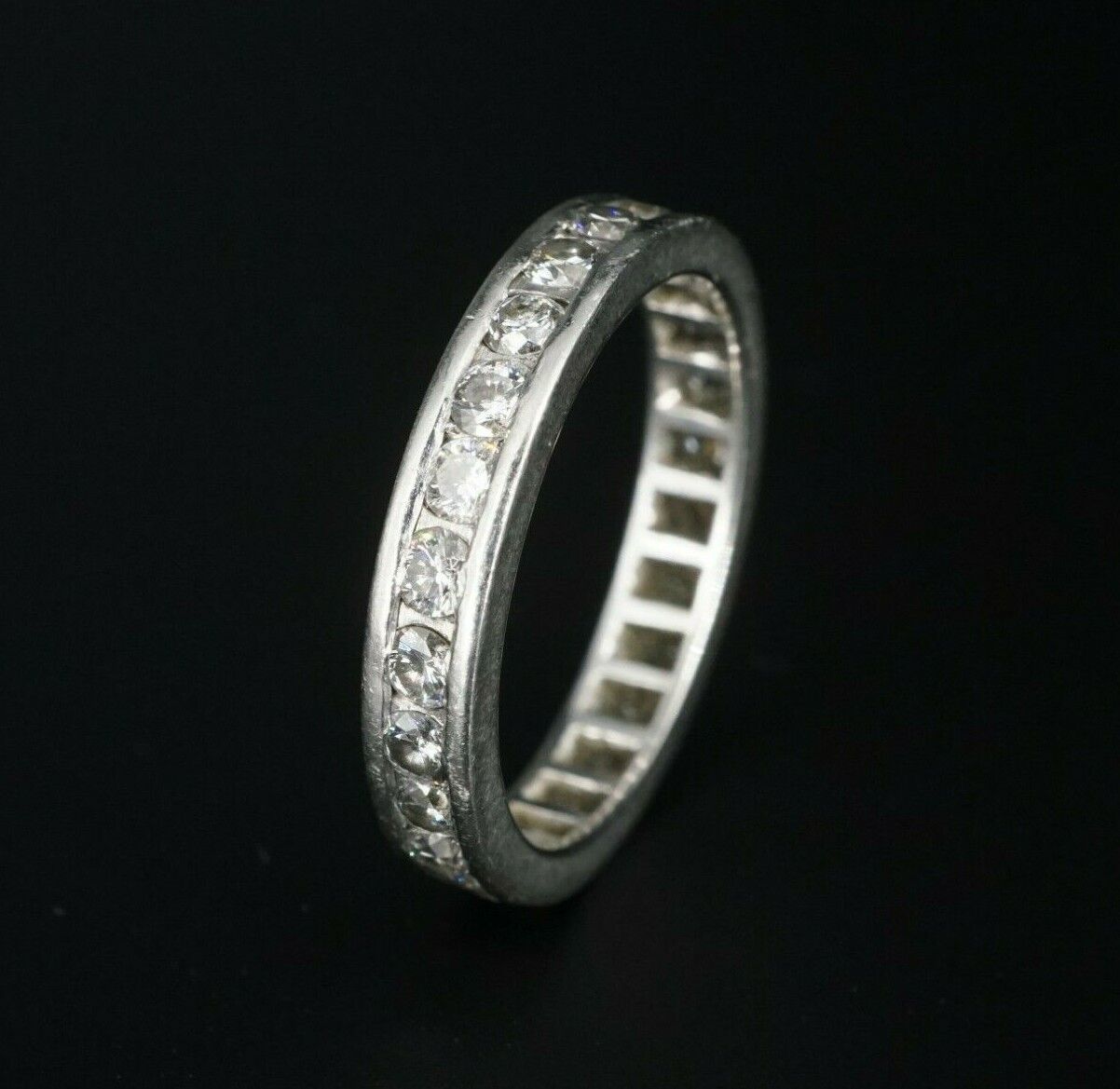 Platinum 1 Carat Diamond Wedding Eternity Band Stackable Ring Size 5, view 1