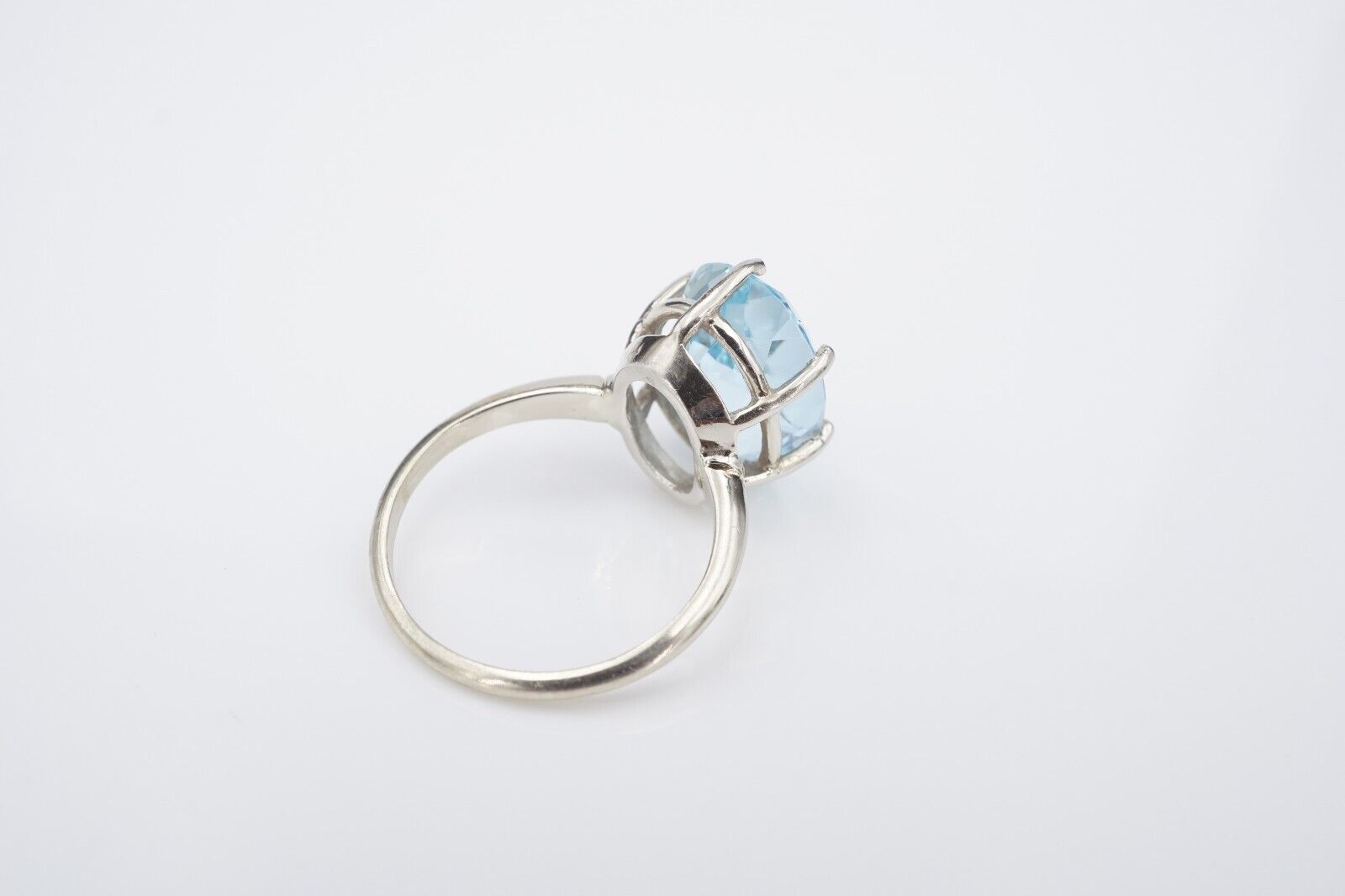 14K White Gold Natural Aquamarine 6.5ct Cocktail Candy Ring Size 7.25, view 5