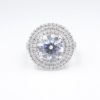 Platinum Engagement Ring Semi Mount Diamond Halo Size 4.25, view 1