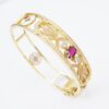 Masriera Ruby Diamond Bracelet Plique a Jour Red Floral Carpet 18k Gold 7, view 2
