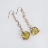 Prototype Jean Mahie 9k Yellow Gold Green Spinel Drop Hook Earrings 2.5", view 6