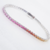 NEW 14k White Gold 7.5 ctw Natural Sapphire Rainbow Tennis Bracelet 7.5", view 6