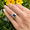 Platinum Sapphire Diamond Ring Natural Madagascar AGL Cert, view 3