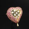 Henryk Kaston for Salvador Dalí Ruby and Diamond Honeycomb Heart Brooch, view 6