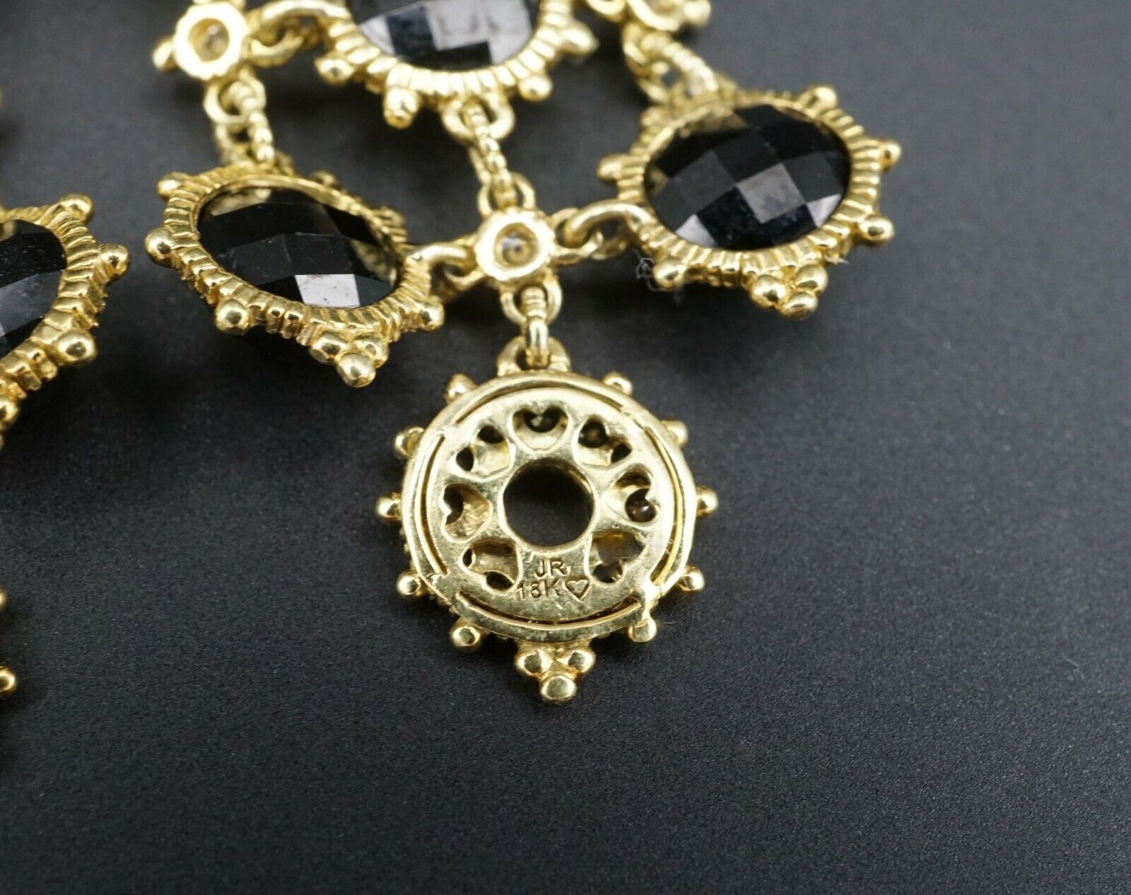 1.5ct Judith Ripka 18k Yellow Gold White Black Diamond Dangle Earrings, view 6