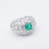 18k Pave Diamond Emerald Dome Ring White Gold 4ctw Sz 7 French Statement, view 8