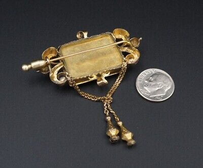Antique 1850s 14k Gold Arch of Titus Micro Mosaic Inlay Brooch, view 6