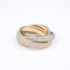 Tricolor Pave Diamond Eternity 3 Band Rolling Ring Gold Sz 8 4mm 3ct, view 1